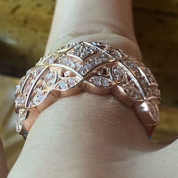 Natural Pink Diamond Sterling Silver Ring Size 6 - Picture 2 of 9